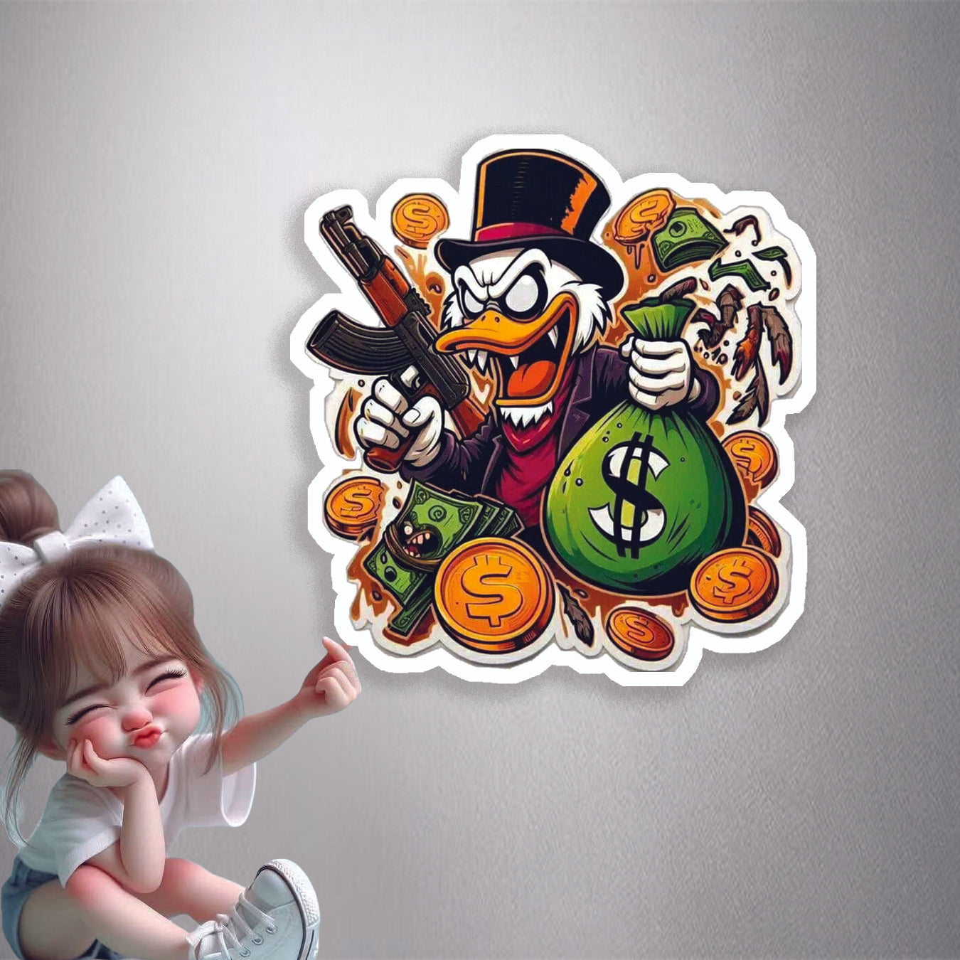 Gangster Duck Riches Premium Vinyl Stickers