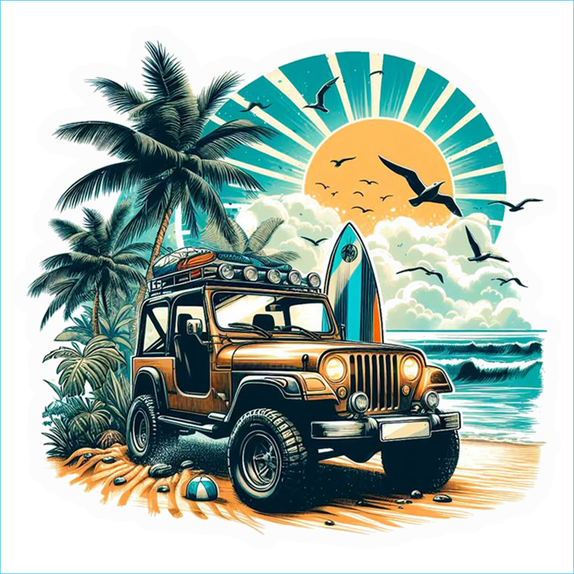 Beach Day Jeep Surf