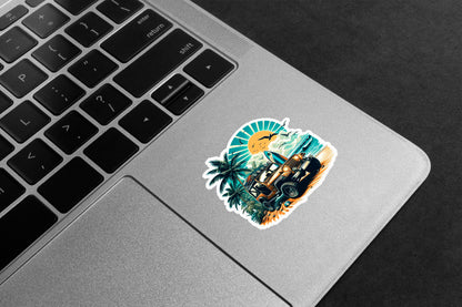 Beach Day Jeep Surf Premium Vinyl Stickers