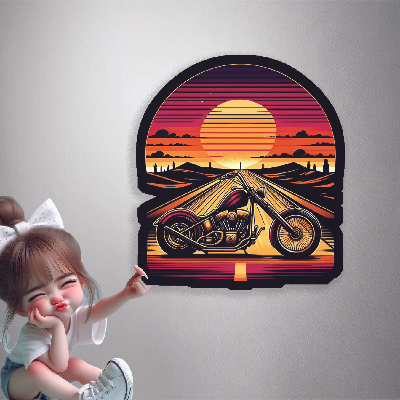 Motorcycle Road Sunset Premium Vinyl Stickers