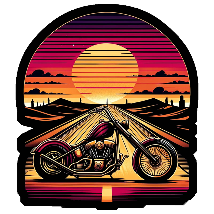 Motorcycle Road Sunset Premium Vinyl Stickers