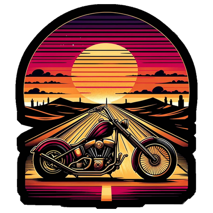 Motorcycle Road Sunset Premium Vinyl Stickers