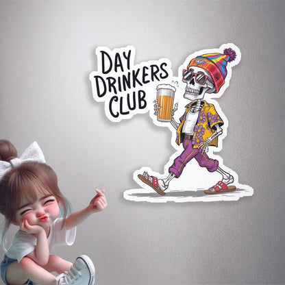 Day Drinkers Skeleton Premium Vinyl Stickers