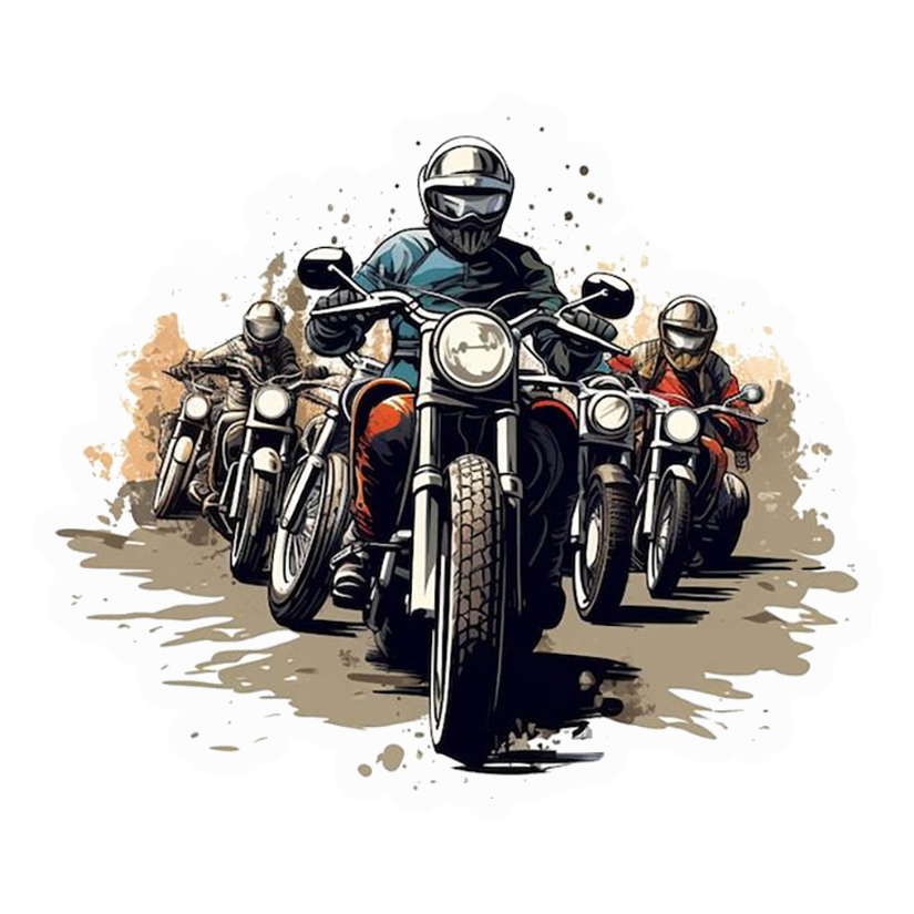 Motorcycle Rider Group Premium Vinyl Stickers