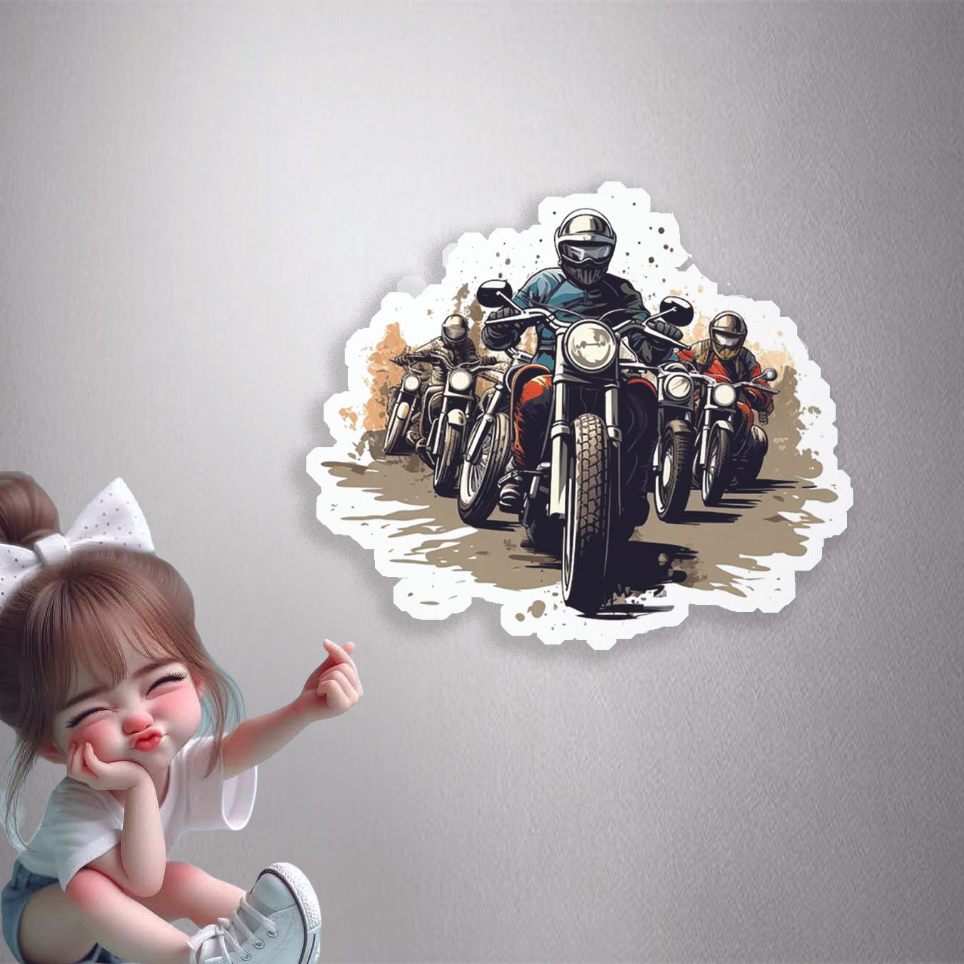 Motorcycle Rider Group Premium Vinyl Stickers