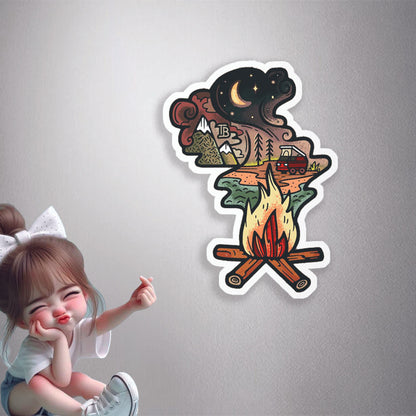 Campfire Adventure Night Premium Vinyl Stickers