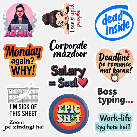 Corporate Mazdoor bundle (Minimum 11 Stickers)