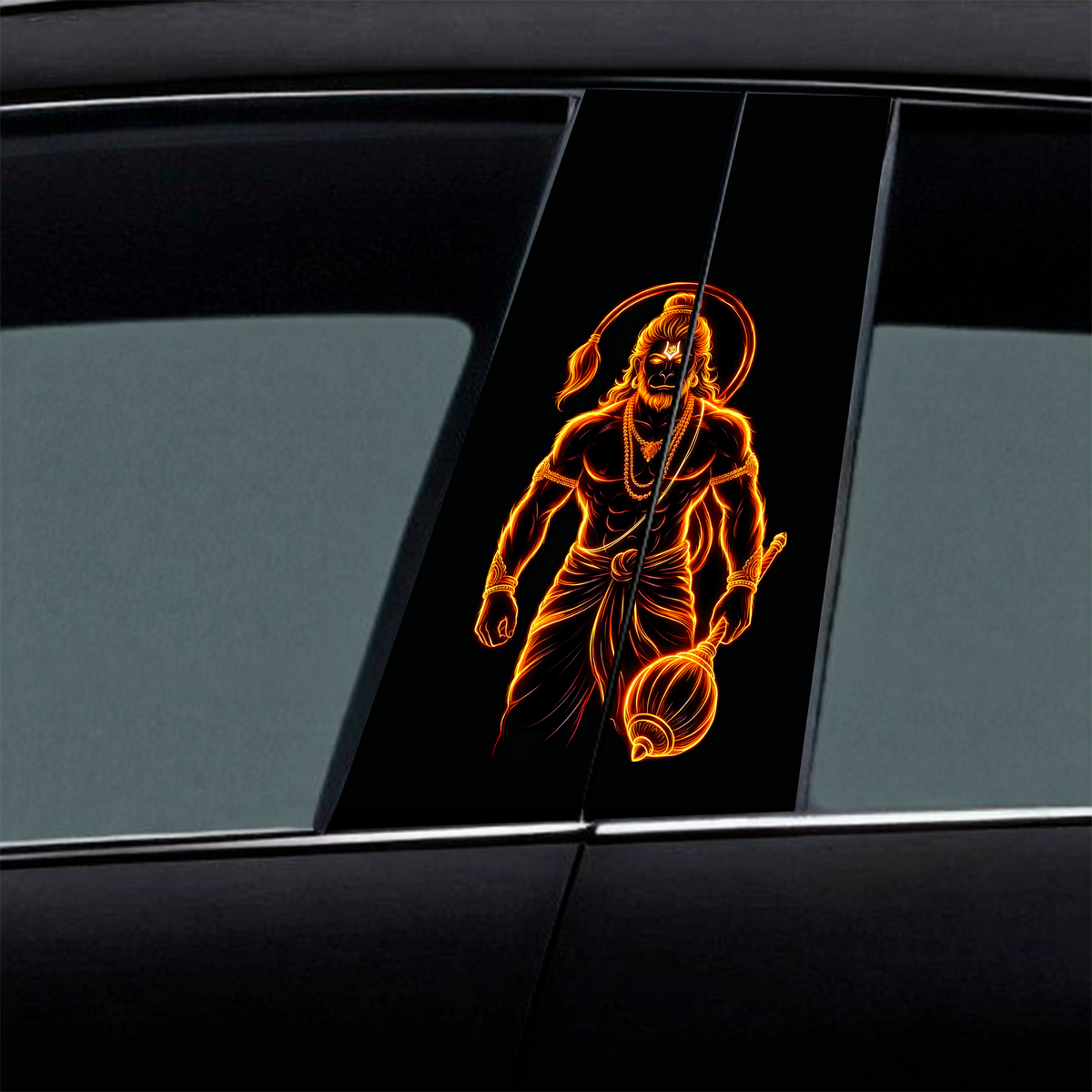 Neon Fire Hanuman Car B-Pillar Wrap