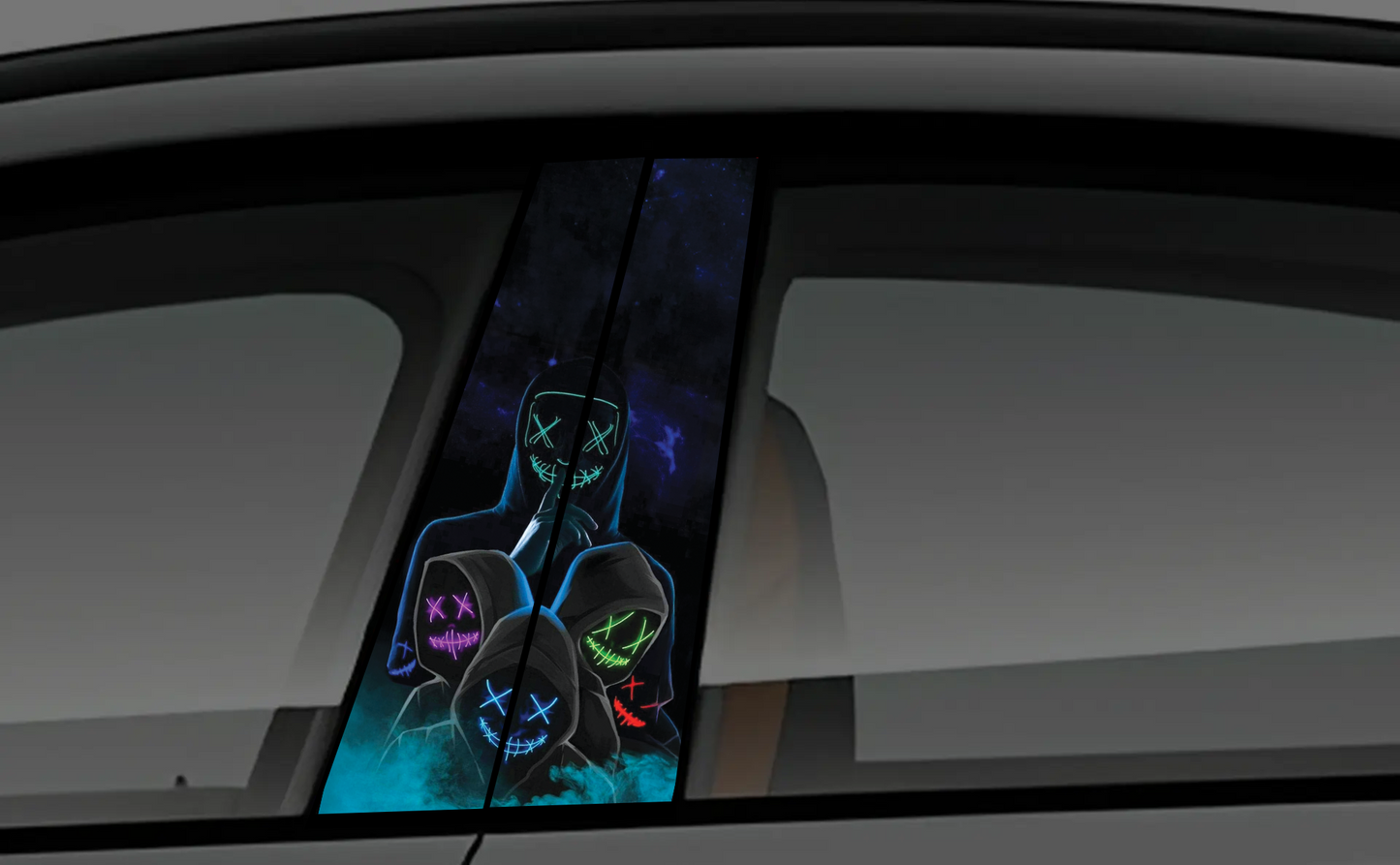 Flaming Skull Graphic Car Pillar Wrap - Red & White