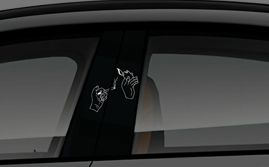 Evil Grinning Joker Face Red Eye Car B-Pillar Decal