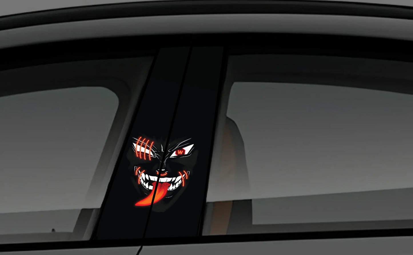 Aggressive Black Wolf with Red Eyes Car Pillar Sticker
