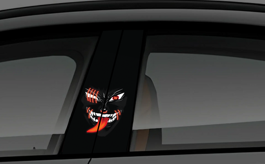 Aggressive Black Wolf with Red Eyes Car Pillar Sticker