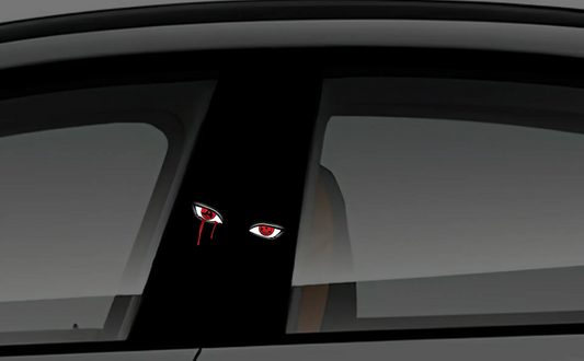 Evil Grinning Joker Face Red Eye Car B-Pillar Decal