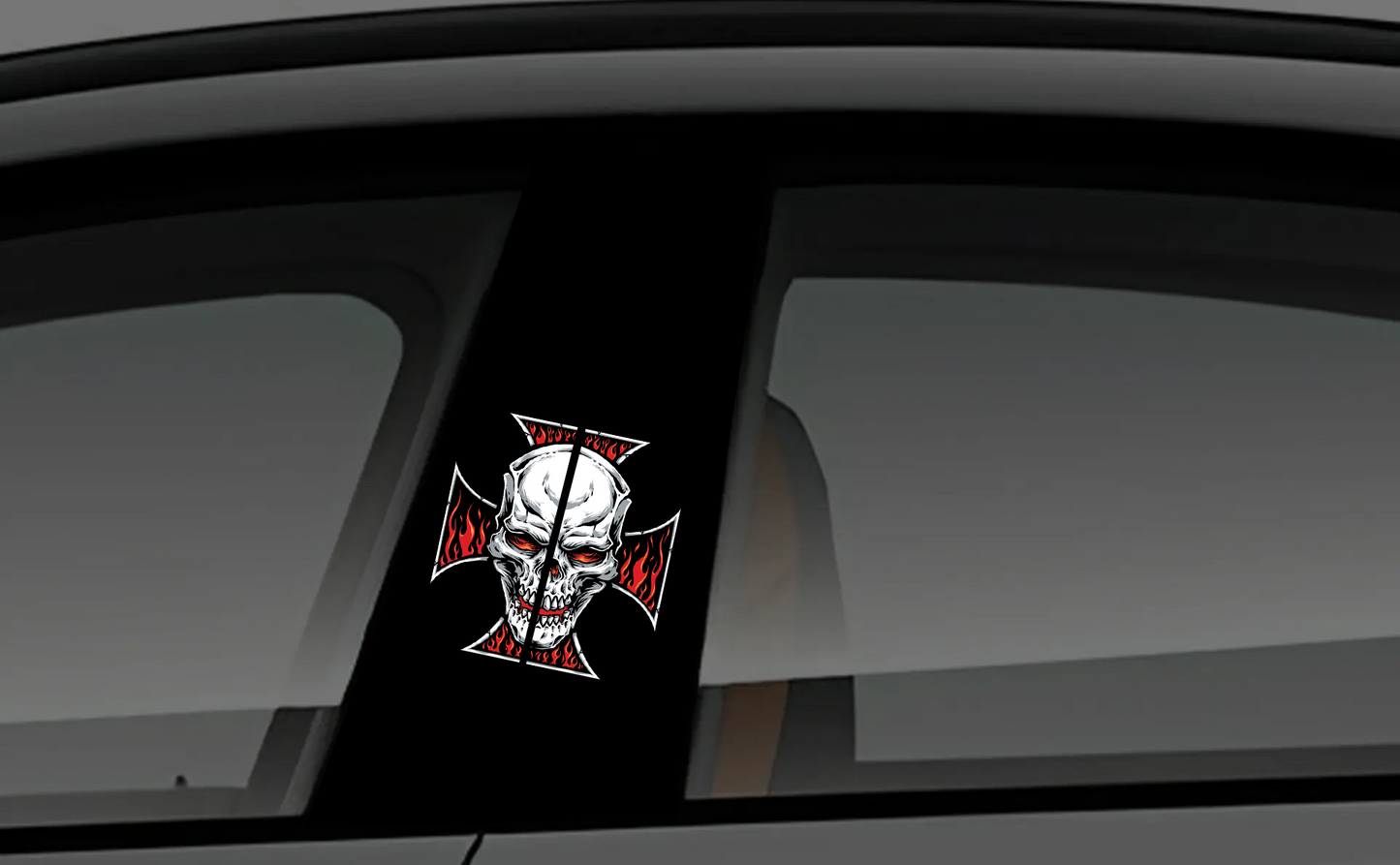 Cartoon Bad Cat "X" Eyes & Thumbs Up B-Pillar Accent Decal