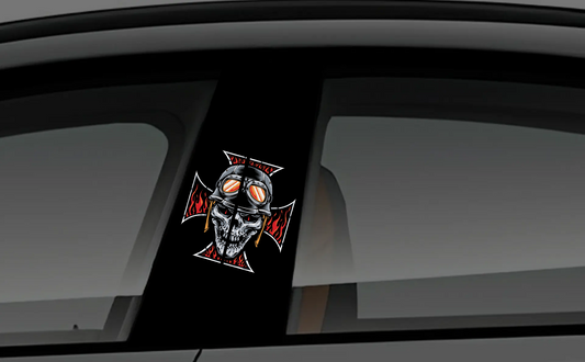 Howling Wolf with Red Splatter Car Pillar Vinyl Graphic