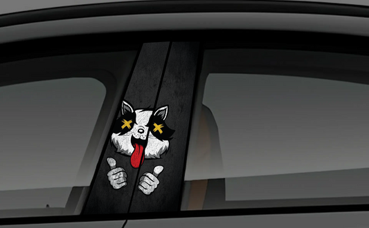 Cartoon Bad Cat "X" Eyes Car B-Pillar Accent Decal