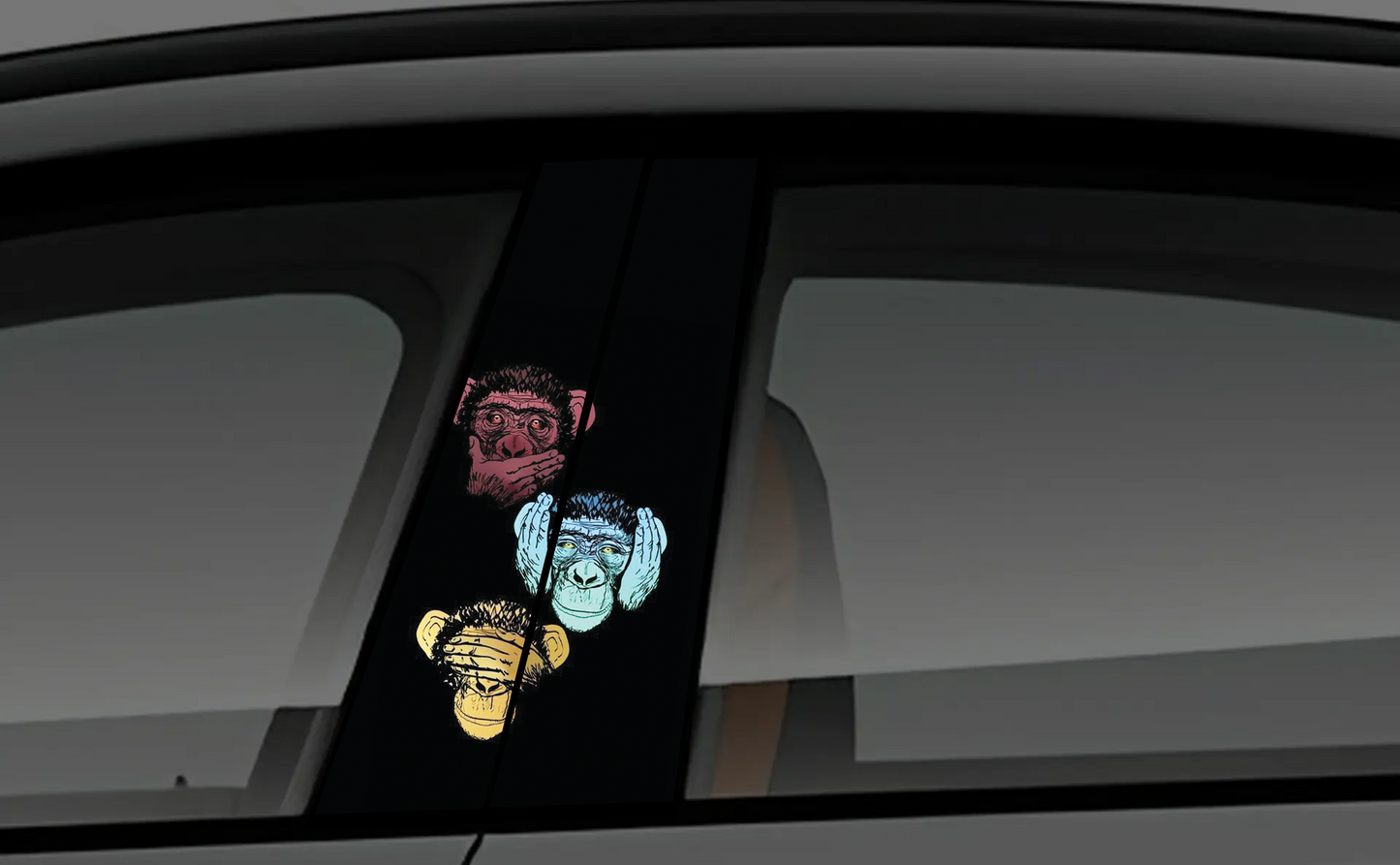 Three Wise Monkeys (See, Hear, Speak No Evil) Car Decal