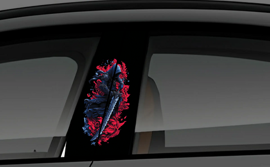 Dark Reaper Knight with Sword Car Door Pillar Graphic