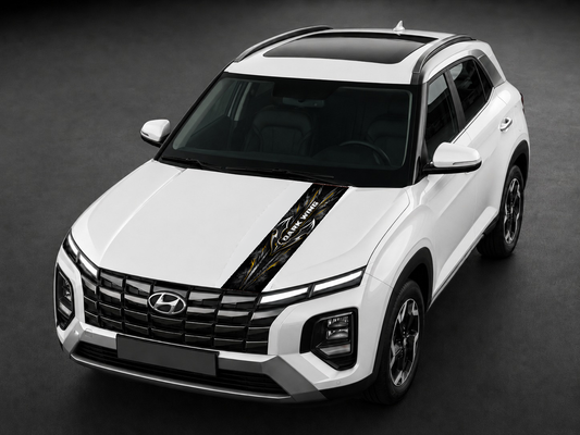 Dark Wing bonnet wrap on white SUV bonnet