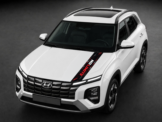 No Limits crimson racing bonnet wrap on white SUV bonnet