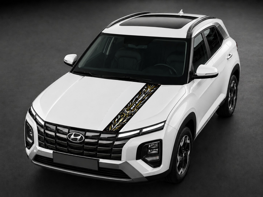 Bat Strike bonnet wrap on white SUV bonnet
