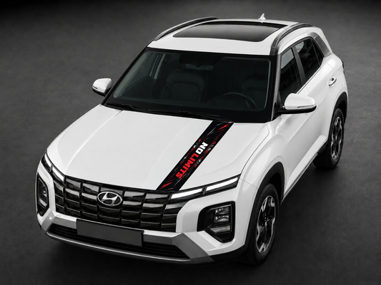No Limits red racing bonnet wrap on white SUV bonnet