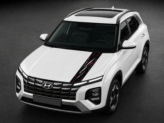 Sport Line red bonnet wrap on white SUV bonnet