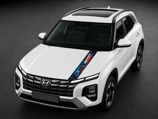 Beast Mode Tiger bonnet wrap on white SUV bonnet
