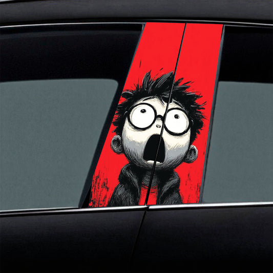 Screaming Cartoon Boy Car B-Pillar Wrap