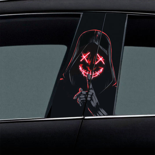 Neon Red Eyes XOXO Dark Car B-Pillar Wrap