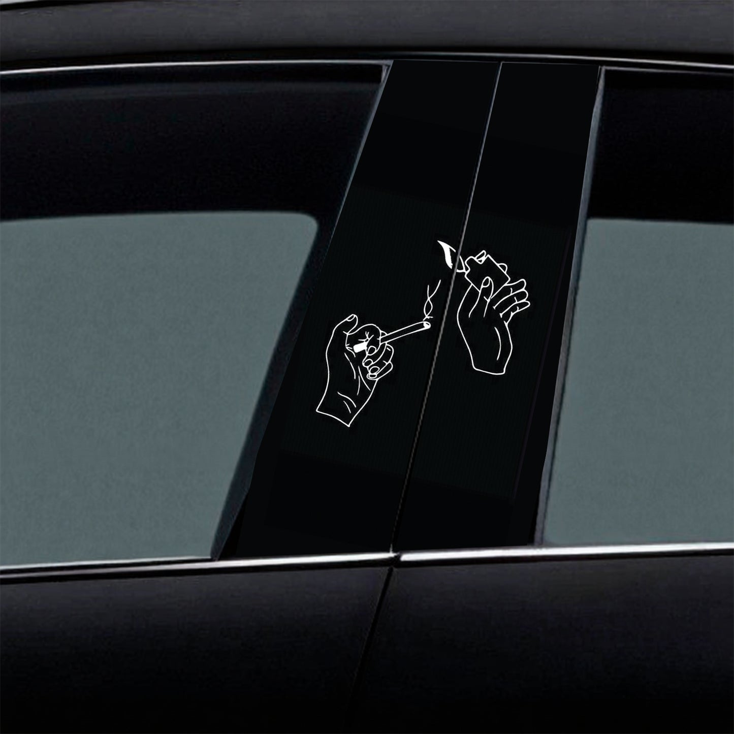 Cigarette Lighter Hand Gesture Car B-Pillar Wrap