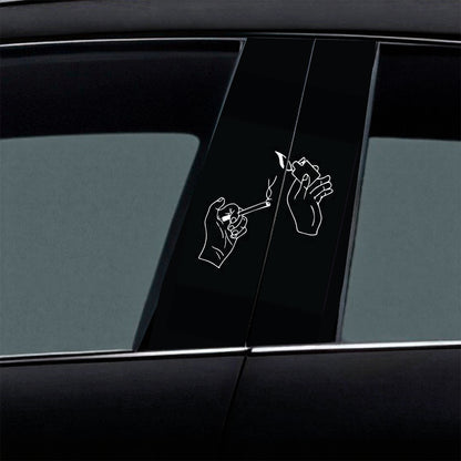 Cigarette Lighter Hand Gesture Car B-Pillar Wrap