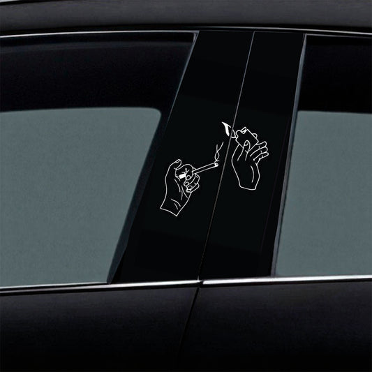 Cigarette Lighter Hand Gesture Car B-Pillar Wrap