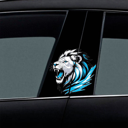 White Lion With Blue Splatter Car B-Pillar Wrap
