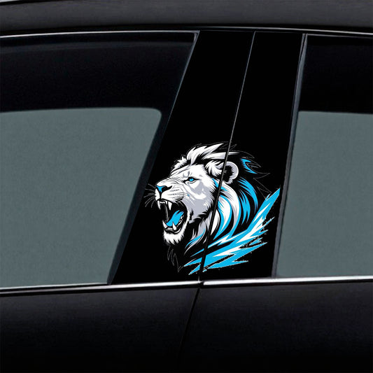 White Lion With Blue Splatter Car B-Pillar Wrap