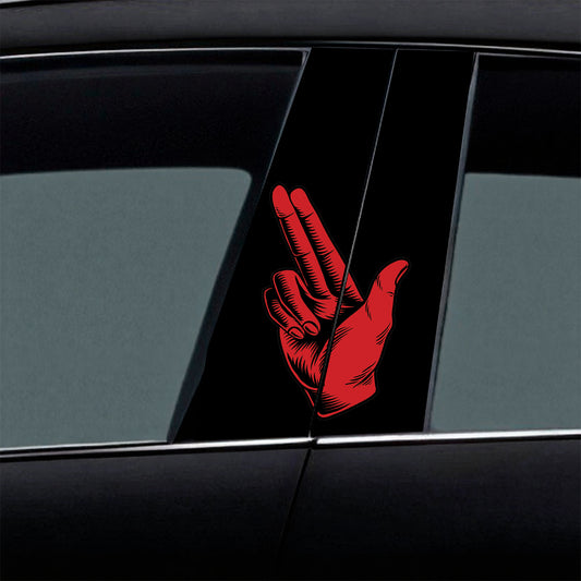 Red Hand Gun Car B-Pillar Wrap