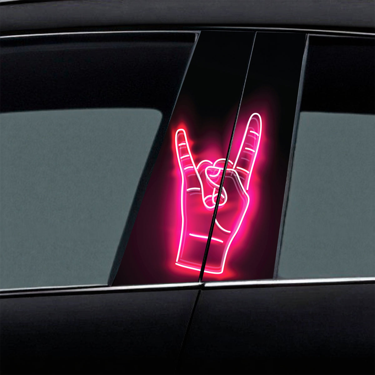 Neon Red Swag Hand Gesture Car B-Pillar Wrap