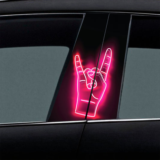 Neon Red Swag Hand Gesture Car B-Pillar Wrap