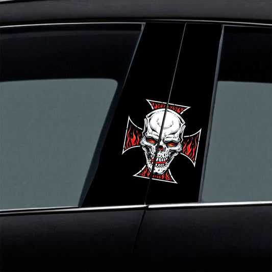 Skull With Red Cross Car B-Pillar Wrap