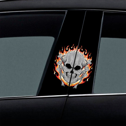 Striped Skull Face Car B-Pillar Wrap