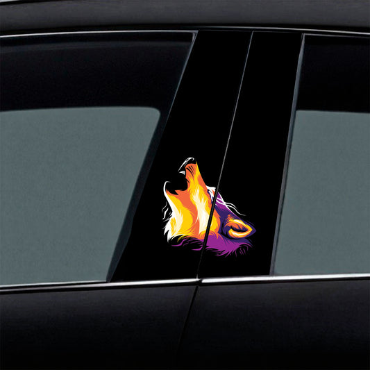 Golden Howling Wolf Car B-Pillar Wrap