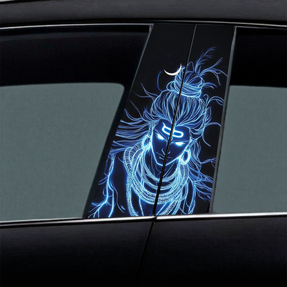 Blue Neon Shiva Car B-Pillar Wrap