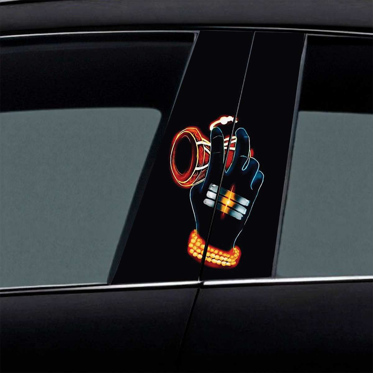Neon Shiva's Hand With Damru Car B-Pillar Wrap