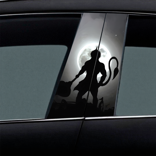 Moonlit Hanuman Silhouette Car B-Pillar Wrap | Stickerogy