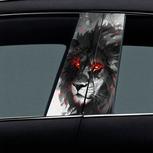 Red-Eyed Black Lion Car B-Pillar Wrap