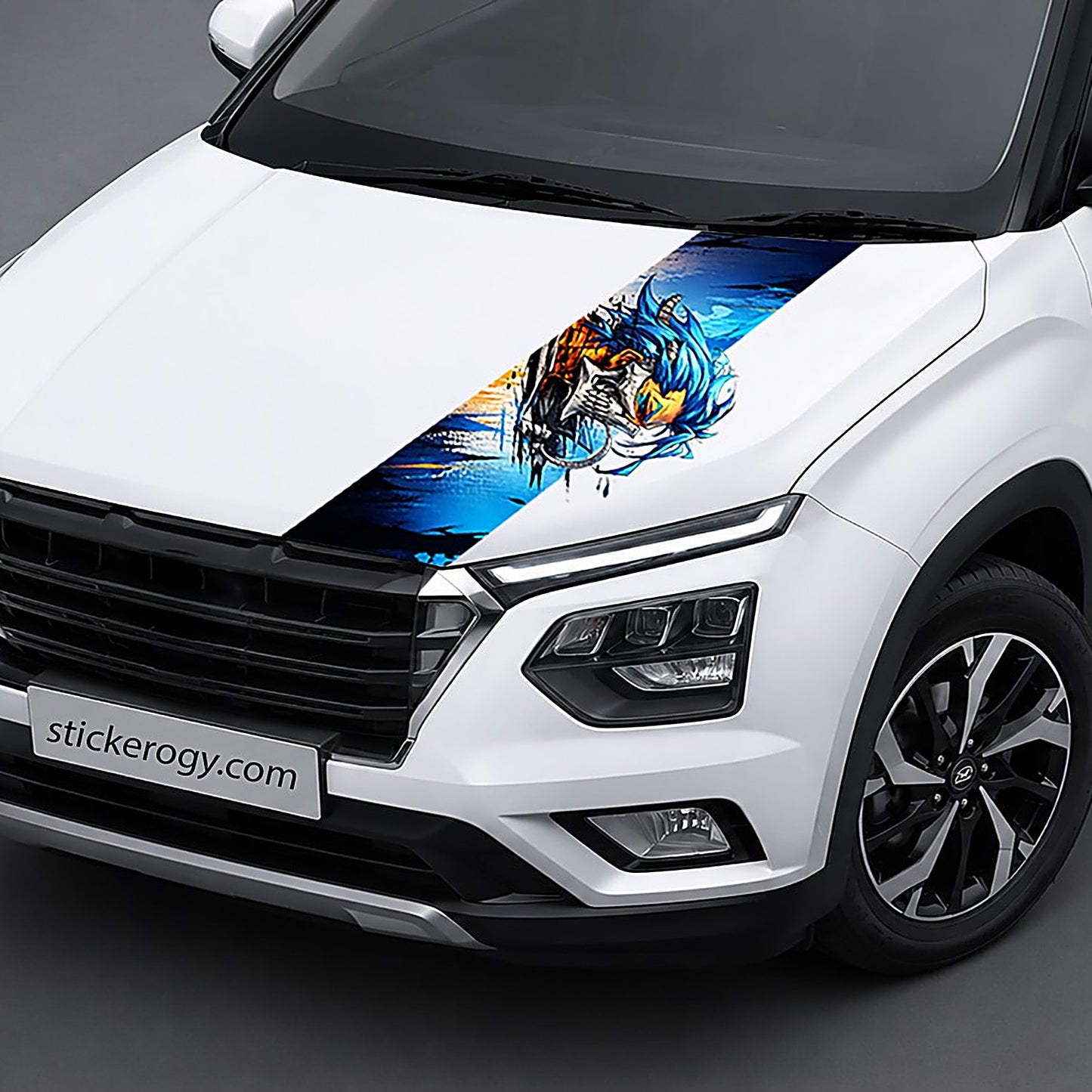 Azure Ronin bonnet wrap on car
