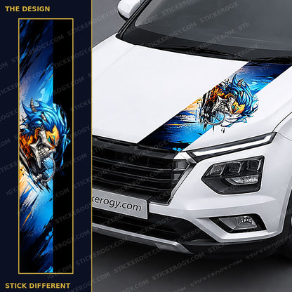 Azure Ronin car bonnet wrap design and on-car preview