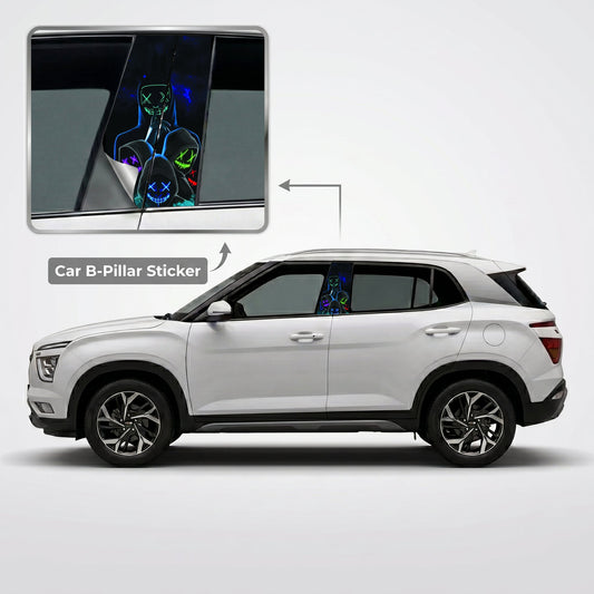 Neon XOXO Car B-Pillar Wrap on Hyundai Creta