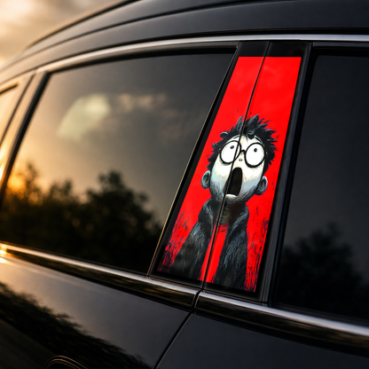 Golden hour on-car B-pillar wrap mockup