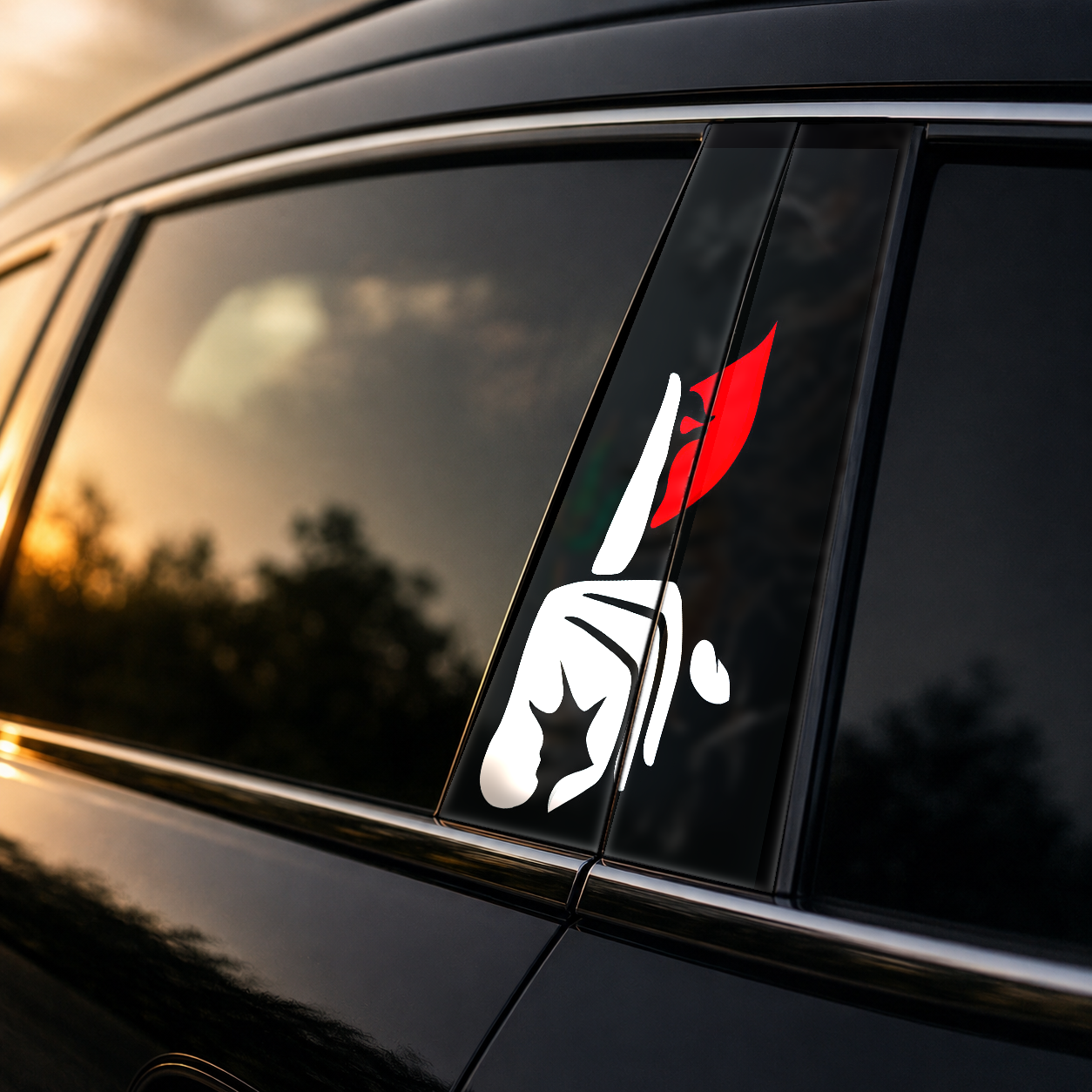 Golden hour on-car B-pillar wrap mockup